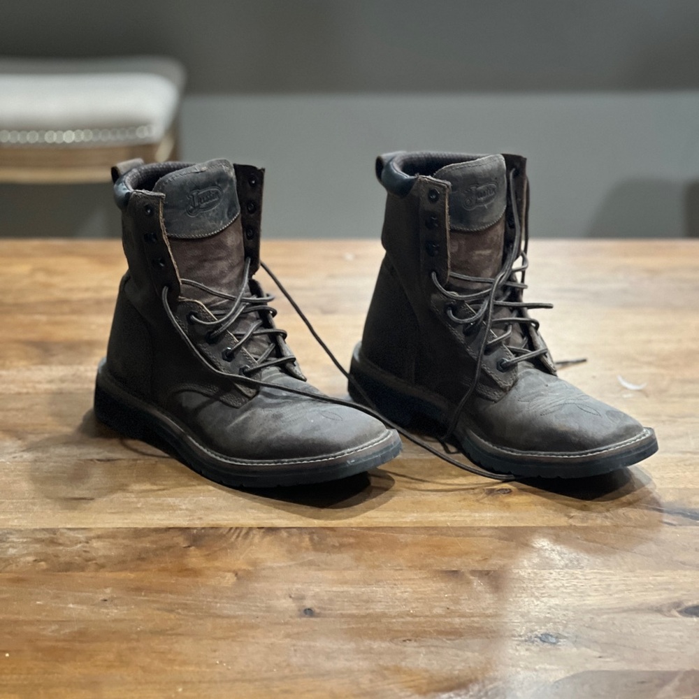 Mens Justin Stampede Lace Up Cowboy Boots
